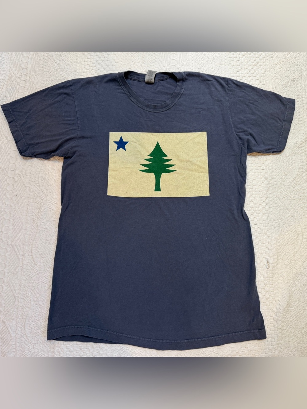 Old 1901 Maine State Flag Tee Shirt Adult Size Medium M Blue